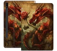 Case for Samsung Galaxy Tab S8 Plus 2022/S7 FE 2021/S7 Plus 2020 12.4 inch, PU Leather Auto Sleep/Wake Cover for Galaxy Tab S8+ 2022/S7 FE 2021/S7 Plus 2020, Rose Dragon