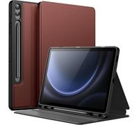 Case for Samsung Galaxy Tab S9 FE+/S9 FE Plus 12.4 Inches with S Pen Holder, Slim Folio Stand Protective Tablet Case, Multi-Angle Viewing (Wine Red)