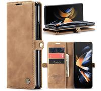 Case For Samsung Galaxy Z Fold 4 Pu Leather Wallet Case Cover With Magnetic And Rfid Protection Anti-Theft Protection Folio Cover Samsung Galaxy Fold 4 Case, Brown