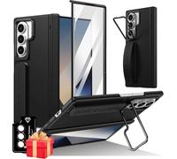 Case For Samsung Galaxy Z Fold 7 With Stand And Front Screen Protector,Magnetic Hinge Protection And Non-Slip Strip,Cover For Galaxy Z Fold 7,Black