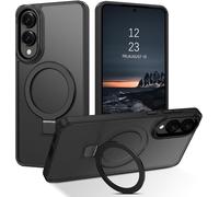 Case For Samsung S25 Edge With Stand, Magnetic Compatible With Magsafe, Translucent Matte Protective Shockproof Anti-Scratch Case For Samsung Galaxy S25 Edge 6.7 Inch, Black