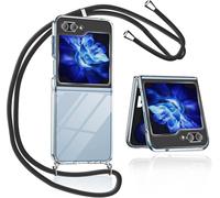 Case For Samsung Z Flip 6 With Cord, Case For Samsung Z Flip 6 With Adjustable Collar Anti-Fall Case Cover For Samsung Galaxy Z Flip 6 5g With Shoulder Strap, Transparent