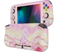 Case for Switch Lite Cover Joycon,Protective Accessory for Nintendo Switch Lite with Joystick Cap & Tempered Glass Screen Protector & ZealProtect Paradise Buttons Pink Jellyfish