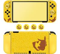 Case for Switch OLED,Slim Soft Dockable Switch OLED Protective Case Scratch Resistant TPU Protective Cover with 2 Joycon Covers and 4 Joystick Handle Caps-Yellow OLED