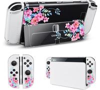 Case for Switch OLED,Switch Accessories,Transparent Hard Protective Case,OLED Switch Protective Cover with Anti-Scratch Design,Peach Blossom,Peach Blossom
