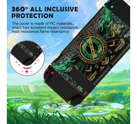 Case for Switch,Slim Cool Dockable Protective Case,Hard PC Cover with Joycon Cover and Thumb Grip Caps Compatible with Switch,Black Green