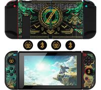Case for Switch,Slim Cool Dockable Protective Case,Hard PC Cover with Joycon Cover and Thumb Grip Caps Compatible with Switch,Black Green