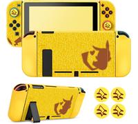 Case for Switch,Slim Soft Dockable Switch Protective Scratch-Resistant TPU Protective Cover with 2 Joycon Covers and 4 Joystick Handle Caps-Yellow Switch