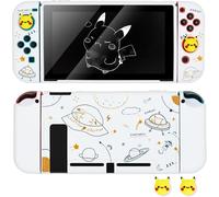 Case For Switch,Soft Protective Case Cover With Joycon Cover And Joystick Caps,Cool Anti-Scratch Protective Case Cover Compatible With Switch-Airship White