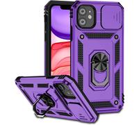 Case For Xiaomi 12t/Xiaomi 12t Pro With Camera Cover And Kickstand,Sliding Camera Cover + 360 Degree Ring Stand Shockproof Case Cover-Purple