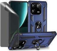 Case For Xiaomi 13 Pro Blue Protective Case With Privacy Glass Screen Protector Anti-Spy