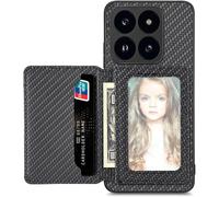 Case For Xiaomi 14t Pro, Ultra Thin Tender Tpu Case, Shockproof Anti-Skid Phone Cover With Rfid Blocking Card Bag. The Black