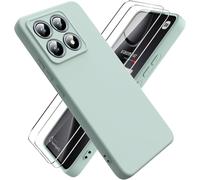 Case For Xiaomi 14t, With 2 Pieces Tempered Glass Screen Protector, Ultra Thin Pure Color Soft Silicone Cover, Shockproof Rubber Case - Mint Green