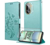 Case For Xiaomi A5 4G With 1 Tempered Glass, 1 Camera Protection, Flip Case [Pu Leather Case] [Card Slots][Wallet Pocket][Stand Feature] - Green