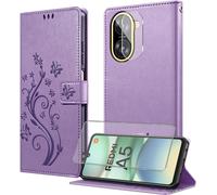 Case For Xiaomi A5 4G With 1 Tempered Glass, 1 Camera Protection, Flip Case [Pu Leather Case] [Card Slots][Wallet Pocket][Stand Feature] - Purple