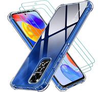 Case For Xiaomi Note 12 Pro 4g/ Note 11 Pro 4g/5g/ Note 11e Pro 5g With 3 Pieces Tempered Glass, Transparent Shockproof Silicone Protective Case, Soft Tpu Cover