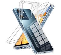 Case For Xiaomi Redmi 13c With 2 Tempered Glass, Transparent Shockproof Soft Silicone Minc Phone Case Cover Protection Anti-Scratch Clear Tpu Bumper Case For Xiaomi Redmi 13c