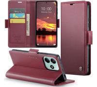 Case For Xiaomi Redmi Note 14 5g (Not For 4g), Rfid Protection Premium Pu Leather Wallet Flip Case Magnetic Stand Shockproof Case Cover For Redmi Note 14 5g, Red