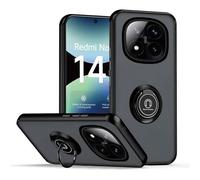 Case For Xiaomi Redmi Note 14 Pro 5g/Poco X7 5g Black With Ring Stand Case, Pc+Tpu Shockproof Protective Case Cover