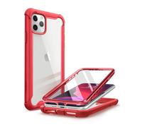 Case I-Blason ARES pour iPhone 11 Pro Max 2019 Release Dual Cose Rugged Clear Pumper Case avec protecteur d'ecran integre (rouge metallique)