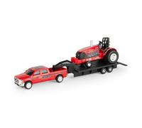 Case IH 1/64 Red Menace Tracteur de tirage avec camionnette et remorque 47569