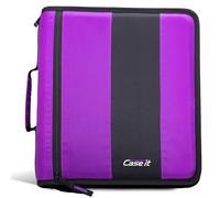 Case-It D-251 Classeur à fermeture éclair classique - Anneaux toriques de 5,1 cm - Plusieurs poches - Capacité de 800 feuilles - Livré avec bandoulière - Violet foncé