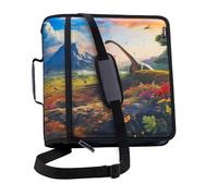 Case-it Mighty Classeur d'école avec fermeture éclair, anneaux de 7,5 cm, capacité de 600 feuilles, 5 compartiments, plusieurs poches, organiseur de rangement, bandoulière D-146 Dinosaure Berg