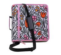 Case-it Mighty D-146-FUN Classeur à fermeture éclair, joint torique de 7,6 cm avec onglets 5 couleurs, porte-documents extensible, bandoulière et poignée, fleurs D-146-FUN