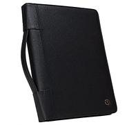 Case-it PAD-40 Porte-documents à fermeture éclair avec classeur amovible à 3 anneaux et bloc-notes format lettre, simili cuir grainé noir