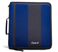 Case-It The Classic D-251 Classeur à fermeture éclair - Anneaux toriques de 5,1 cm - Plusieurs poches - Capacité de 350 feuilles - Livré avec bandoulière - Bleu nuit