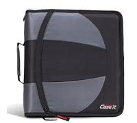 Case-it The Dual Classeur à fermeture éclair 2 en 1 - Deux anneaux en D de 3,8 cm - Comprend une trousse - Plusieurs poches - Capacité de 600 feuilles - Livré avec bandoulière - Noir de jais Dual-101