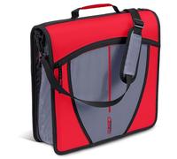 Case-it The Mighty D-146 Classeur à fermeture éclair - Anneaux toriques de 7,6 cm - 5 couleurs - Plusieurs poches - Capacité de 600 feuilles - Livré avec bandoulière - Rouge camion de pompiers