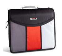 Case-it The Mighty D-156-N-JBK Classeur à fermeture éclair avec anneaux toriques de 7,6 cm - 5 couleurs - Plusieurs poches - Capacité de 600 feuilles - Livré avec bandoulière - Noir