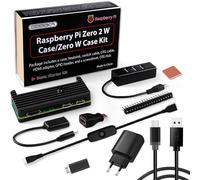 Case Kit for Raspberry Pi Zero 2 W with Aluminum Passive Cooling Case,QC3.0 Quick Charger Power Supply,Heatsink,20Pin GPIO Header,4 Port USB Hub,on/Off Switch Cable (Black)