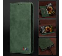 Case Magnetic Close Wallet Book Flip Flip Split Standing View Leather Cover Shock-proof for Iphone 12 Mini- Green