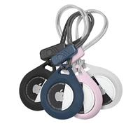 Case-Mate AirTag - Lot de 4 Supports pour Apple AirTags avec Sangle Robuste - Porte-clés AirTag de Protection Rigide pour Collier de Chien, Chat, clés, Bagages, Sac à Dos (Transparent, Noir, Bleu