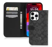 CASE-MATE Coach Wallet Folio Étui Portefeuille pour iPhone 15 Pro Max, Compatible avec MagSafe - Signature Charcoal