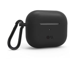 Case-Mate Coque de Protection Rigide Noire Compatible avec Apple AirPods 3ème génération 2021 [Charge Qi] Anneau métallique intégré | Découpe pour connecteur Lightning - Noir