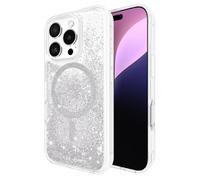 Case-Mate Coque pour iPhone 16 Pro MagSafe – Antimicrobienne Effet Cascade Pailleté Argent