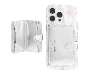 Case-Mate Kate Spade New York Morgan Porte-Cartes magnétique pour téléphone - Compatible avec Les téléphones et étuis MagSafe - Argent métallisé