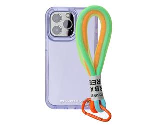 case&me Coque avec Cordon Urban pour iPhone 12 Pro Max, Cordon Multi-usages Amovible, Coque Transparente colorée, Coque Fashion, Violet