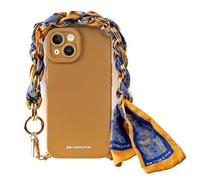 Case&Me Coque Foulard pour iPhone 14 Plus/15 Plus, Souple, Protection Appareil Photo, Avec Dragonne, Tendance, Jaune