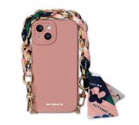 case&me Coque Foulard pour iPhone 14 Plus/15 Plus, Souple, Protection Appareil Photo, Coque avec dragonne, Coque Tendance, Rose