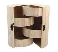 Rayher Colonne à bijoux Milano en bois ø 15 cm H 21 cm pliable naturelle 4 compartiments 62407000