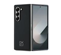 Case Samsung Galaxy Z Fold6 - DKNY Leather Plain Metal Stack Logo MagSafe (DKHMZFD6PSMCSLK) - Noir