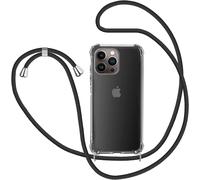 Case With Cord For Iphone 13 Pro, Transparent Silicone Adjustable Phone Necklace Mobile Phone Case Lanyard Cover - Black