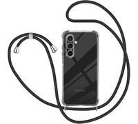 Case With Cord For Samsung Galaxy S24 5g, Transparent Silicone Adjustable Phone Necklace Mobile Phone Case Lanyard Cover, Black