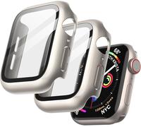 Case With Screen Protector For Apple Watch Se (2022/2020) /Series 6 5 4 40mm,Protective Case,Built-In High Sensitivity Tempered Glass Film,Pack Of 2 (Starlight)