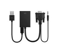 Case2go - Adaptateur VGA vers HDMI avec alimentation supplémentaire - 25 cm - 1080p Full HD - ABS - Noir