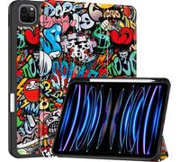 Case2go - Étui compatible avec Apple iPad Pro 11 (2024) - Avec porte-stylo - Étui en TPU pour tablette - Graffiti